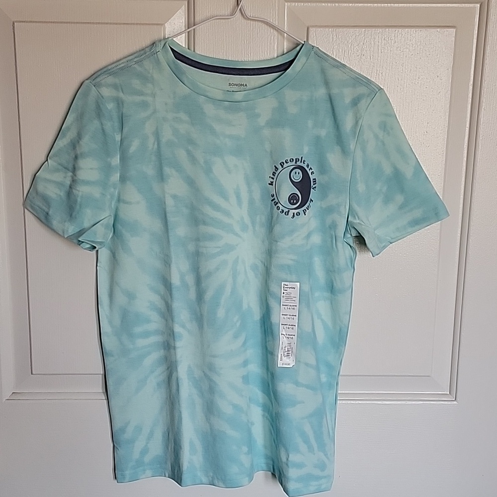 Sonoma, The Everyday Tee, NWT, boys large (14-16) tie dyed, aqua.